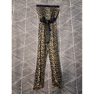 Leopard Print Strapless Jumpsuit‎ Sz M/L